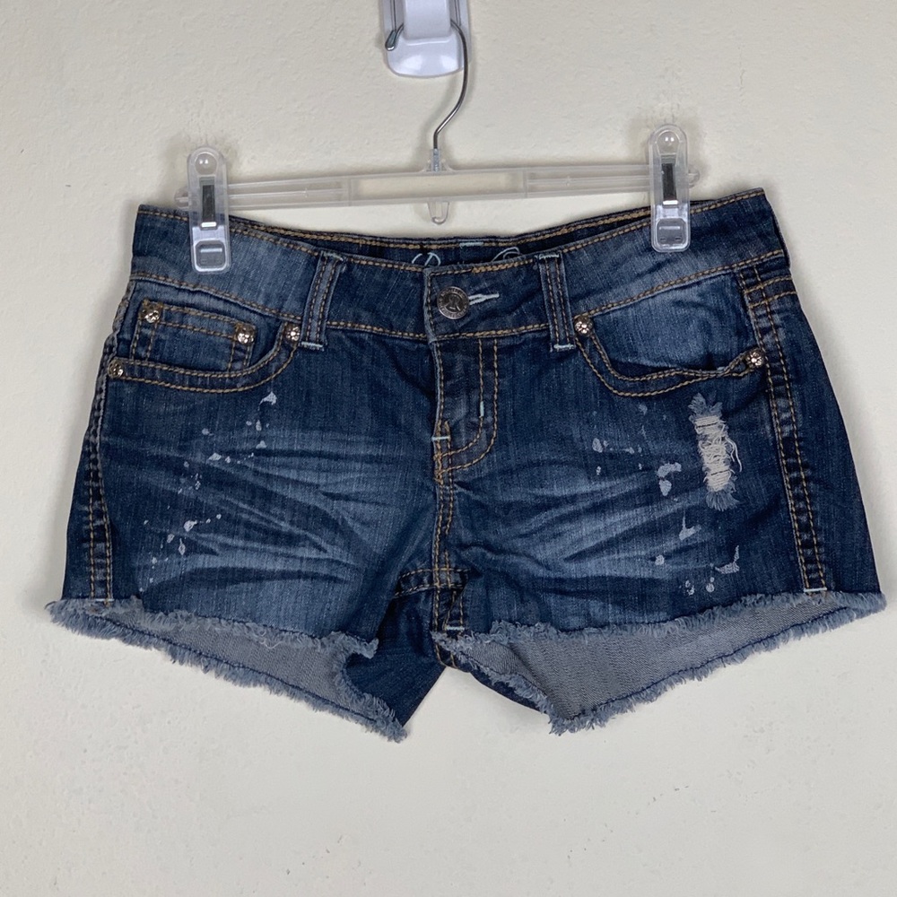 Request Jeans- Rhinestone Pocket Denim Shorts sz7